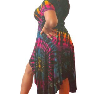 Tie Dye Firecracker High-Low Tunic Top